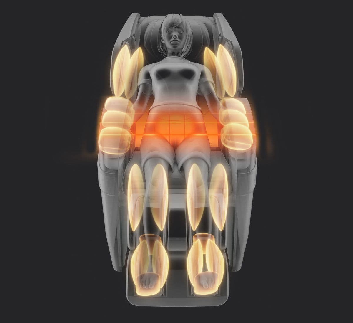 Massage des bras et des mains. Massage des jambes et des mollets